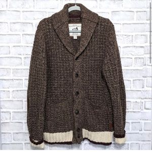 Roots Cabin Cardigan Sweater Brown Medium
